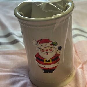 Martha Stewart Santa Claus Ceramic Drink Cup Holder New